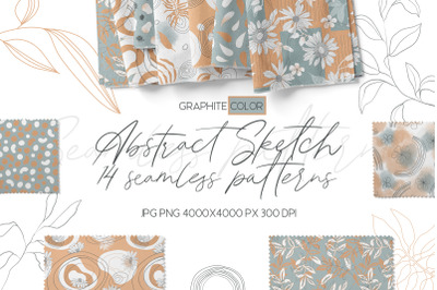 Abstract Color Graphite Seamless Patterns PNG. Sublimation Design.