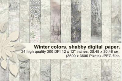 Winter Colors. Shabby digital paper.