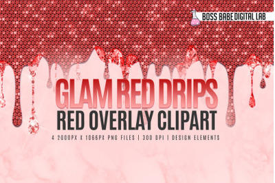 Glam Red Drips Clipart