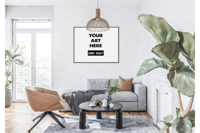 Interior scene artwork background frame mockup