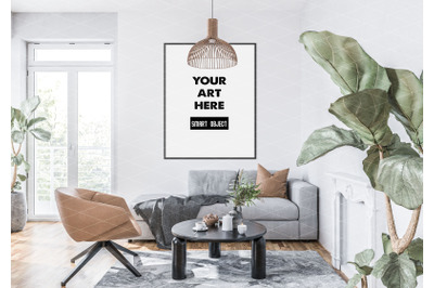 Interior scene artwork background frame mockup