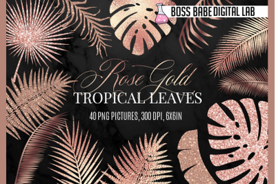 Rose Gold Tropical leaves