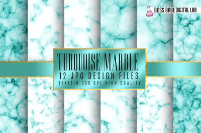 Turquoise marble digital paper