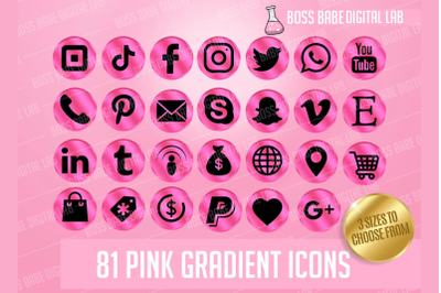 Hot Pink and Black Website Icon Kit