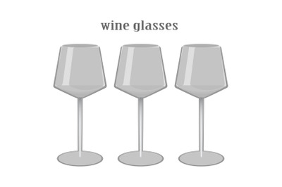 Cartoon kitchen glasses colection. Wine glasses, flutes glasses, cockt