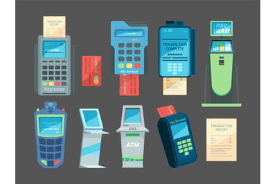 Pay terminals. Money checkout transaction nfc module for card payment