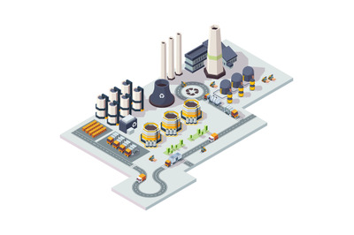 Recycling garbage factory. Industrial chemical plant architectural set