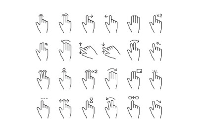 Touch screen controls. Hands gestures for mobile smartphone screen tab