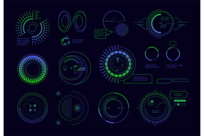 Satellite hud ui. Circle radar futuristic digital templates army targe