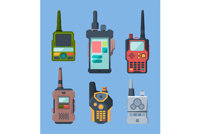 Radio devices. Talk military or police station transceiver garish vect