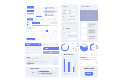 Ui kit. User layout elements for web design projects and mobile applic