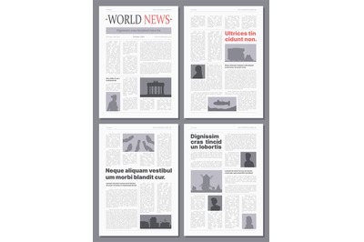 Newspaper. Wireframes front pages of brochures or paper magazine graph