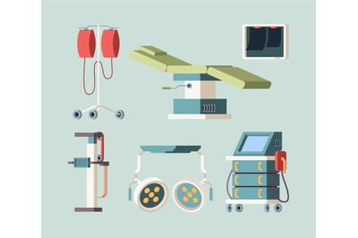 Hospital equipment. Medical items ambulance technology tomography dent