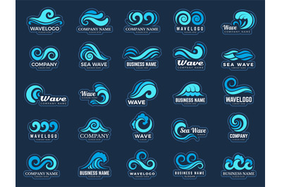 Wave logo. Stylized extreme round shapes water splashes wave flow rece