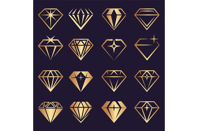 Diamond logo. Stylized geometrical jewelry brilliants and diamond ston