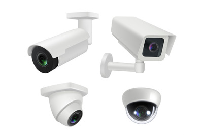 Security camera. Realistic cctv home wireless electronic inspection ca