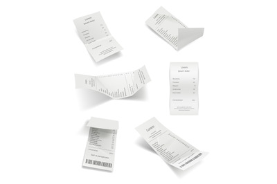 Bills receipt. Print paper financial orders commercial billing items d