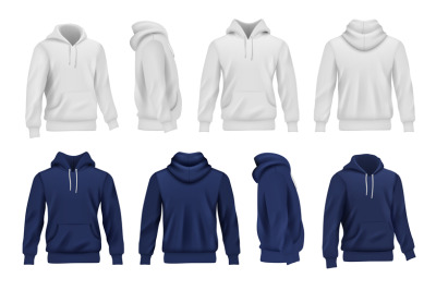 Hoodie collection. Black and white sport casual clothes for men decent