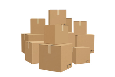 Warehouse boxed. Cardboard parcel packages piles for delivery big lots