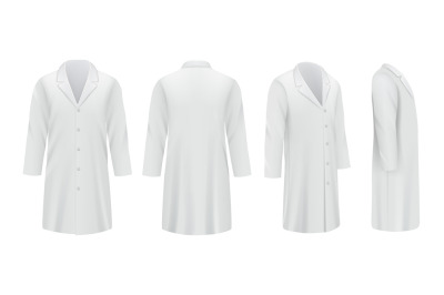 Medical coats. White templates professional doctor clothes specialists