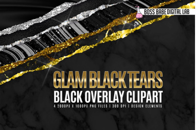 Glam Black Tears Clipart
