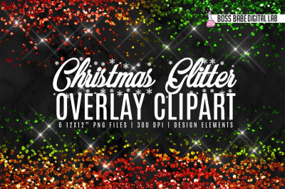 Glitter Christmas Overlay Clipart
