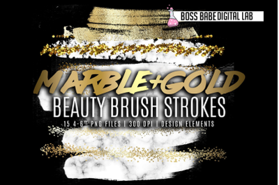 Marble and Gold Glam Brush Strokes