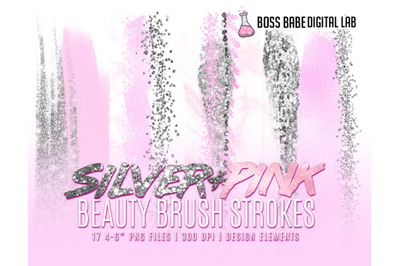 Blush Pink and Silver Beauty Brush Strokes