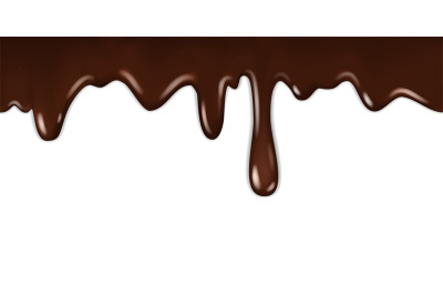 Chocolate dripping. Gourmet delicious cocoa liquid frame, cooking hot