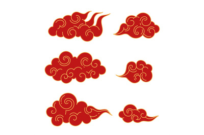 Chinese oriental curling clouds. Traditional decorative curve cloud. R