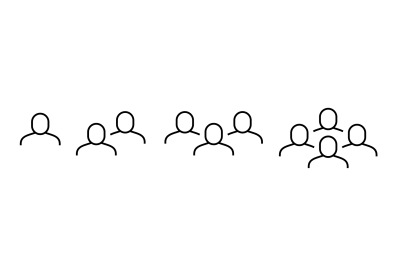Line icons people. Business people groups outline pictogram. Black lin