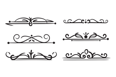 Page divider decorative. Vintage swirls, ornaments frame, floral text
