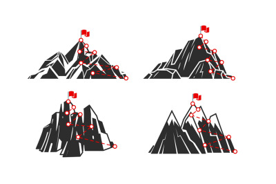 Path mountain. Success and achievement concept. Route to rock peak. Mo