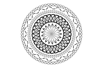 Relax mandala. Abstract ethnic model. Monochrome round ornament. Tradi