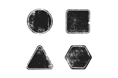 Stamps grunge. Black seal prints. Geometric dirty shapes. Isolated abs