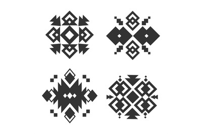 Tribal ornaments. Abstract ethnic black silhouette, decorative native