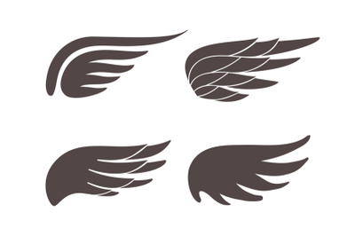 Wing shapes icons. Different shapes of black wings icons&2C; angel or eag