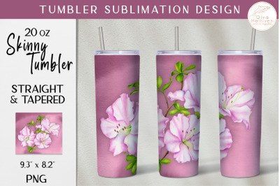 Pink Flower Tumbler Sblimation PNG. Floral 20 oz Tumbler Wrap