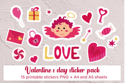 alentine&#039;s day sticker pack. Printable stickers for cricut