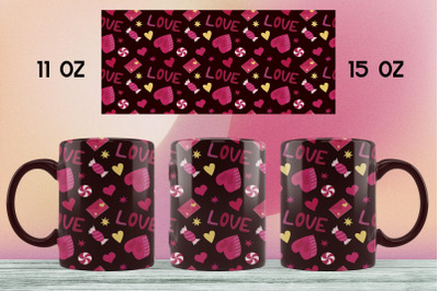 Valentine&#039;s day mug wrap design / 15oz and 11oz Sublimation