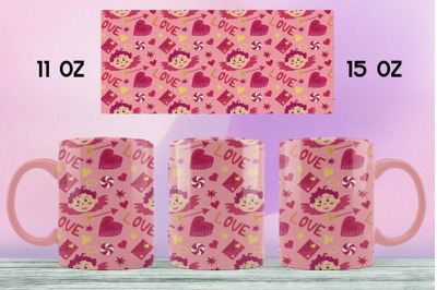 Valentine&#039;s day mug wrap design / 15oz and 11oz Sublimation