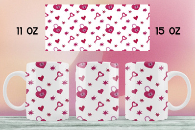 Valentine&#039;s day mug wrap design / 15oz and 11oz Sublimation