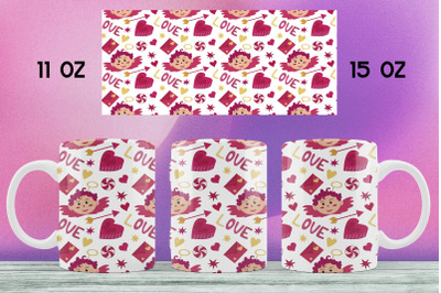 Valentine&#039;s day mug wrap design / 15oz and 11oz Sublimation