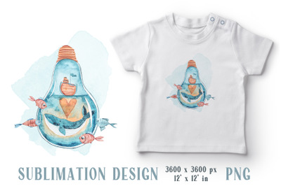 Whale tshirt and mug sublimation for kids