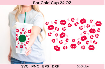 Leopard and Lips Starbucks Cold Cup Wrap SVG. Venti Cups