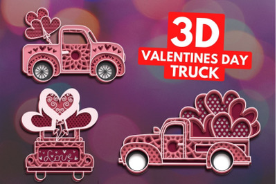 3D Valentines Day Truck SVG Bundle