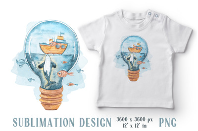 Whale tshirt and mug sublimation for kids