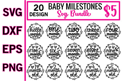 baby milestones svg bundle