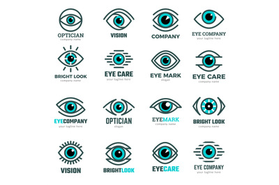 Eyes symbols. Medical logotypes collection for ophthalmological clinic