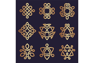 Celtic knots. Stylized triangle symbols ancient irish tattoo geometric